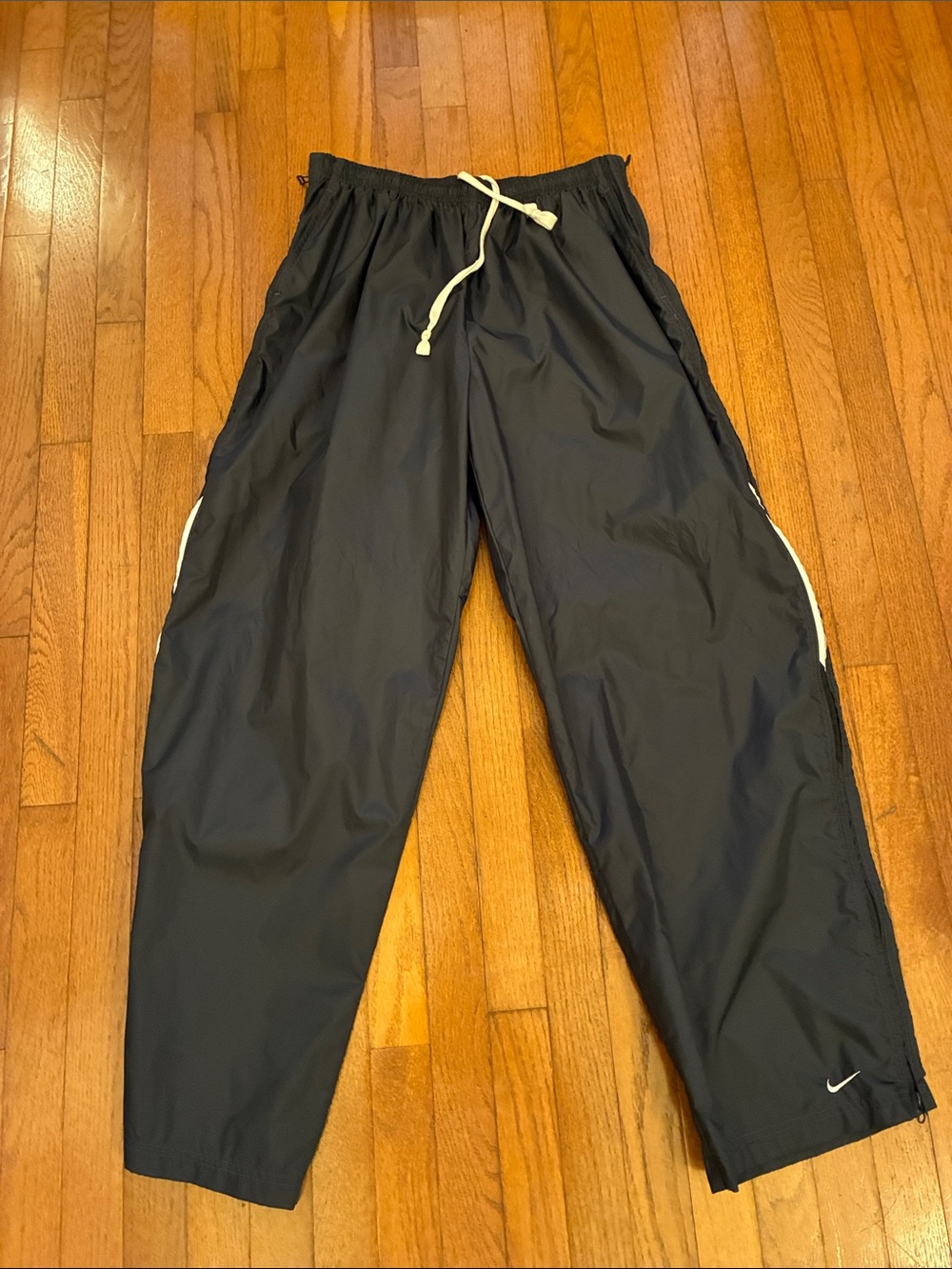 Nike Vintage Track Pants Size XXL Blue Nylon Side Zip White Stripe